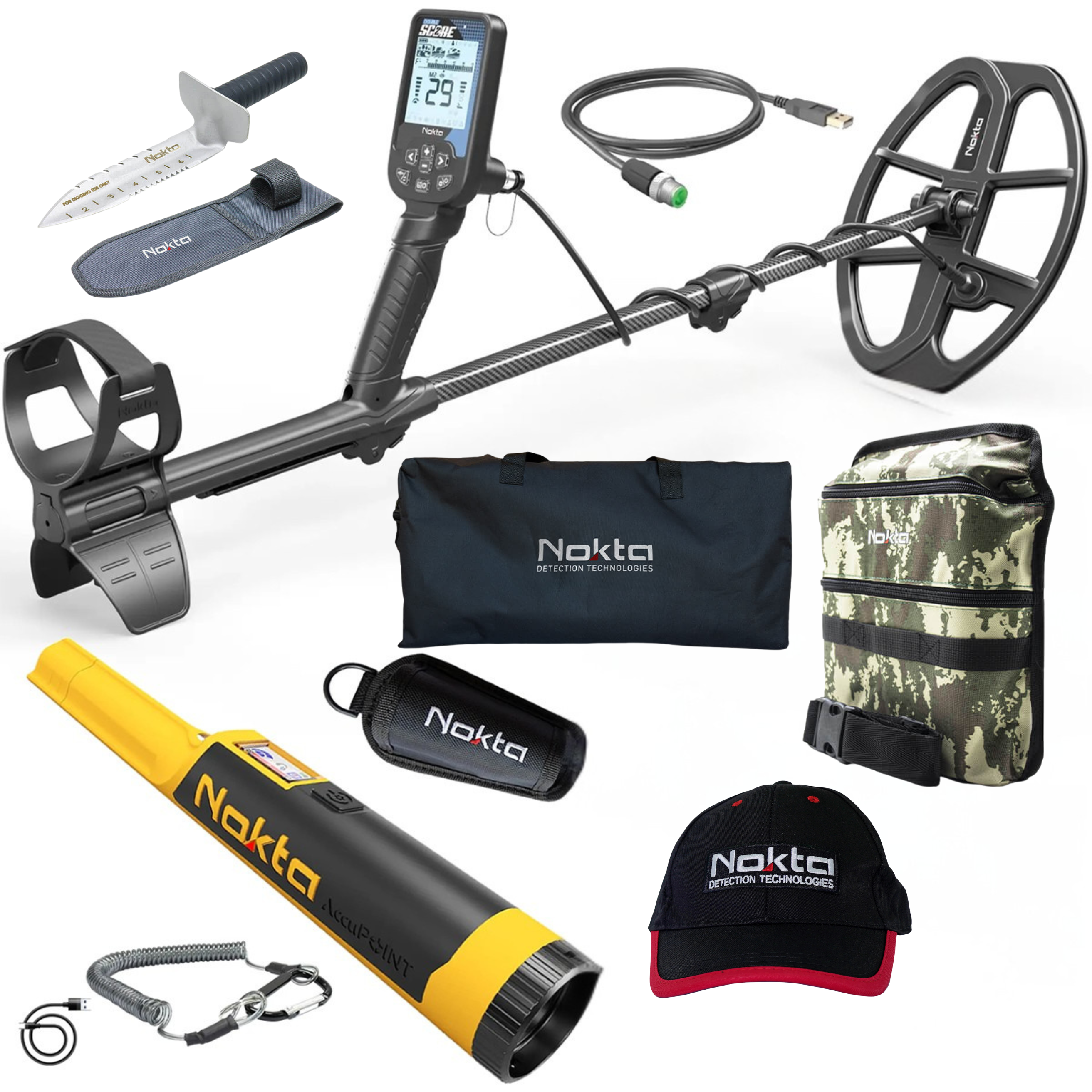 Nokta Score 2 Multi-Frequency Detector – Full Detection Kit with AccuPOINT, Digger, Carry Bag & Cap
