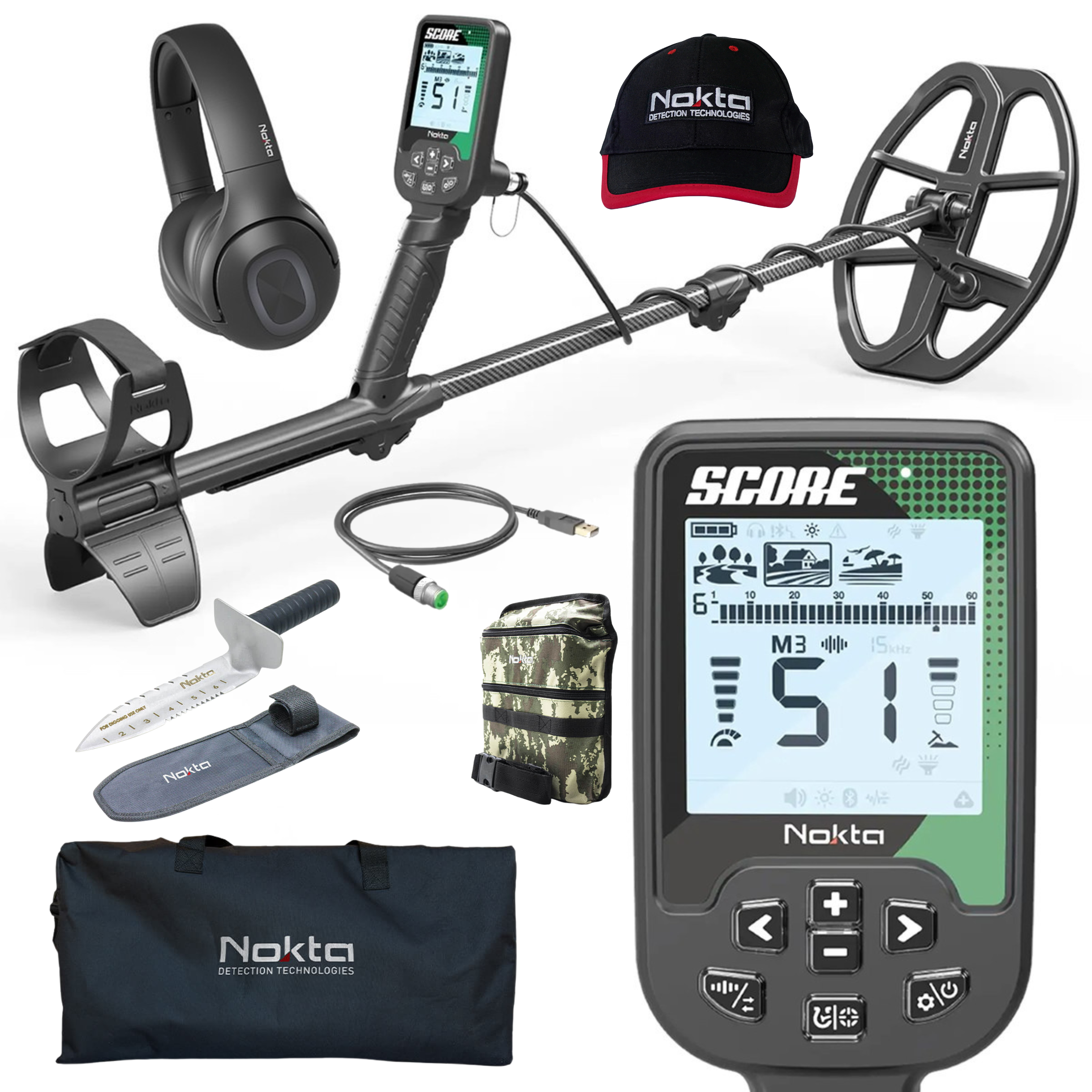 Nokta Score Waterproof Metal Detector – Multi-Frequency with With Wireless Headphones and Free Accessories