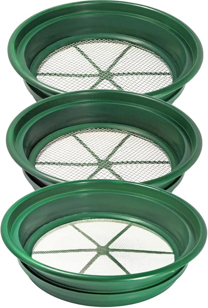 DRAGONXT 3-Piece 13¼" Stackable Gold Classifier Set – Heavy-Duty Sifting Screens for Prospecting – Fits 5-Gallon Buckets