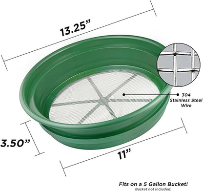 DRAGONXT 3-Piece 13¼" Stackable Gold Classifier Set – Heavy-Duty Sifting Screens for Prospecting – Fits 5-Gallon Buckets