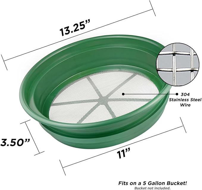 DRAGONXT 3-Piece 13¼" Stackable Gold Classifier Set – Heavy-Duty Sifting Screens for Prospecting – Fits 5-Gallon Buckets
