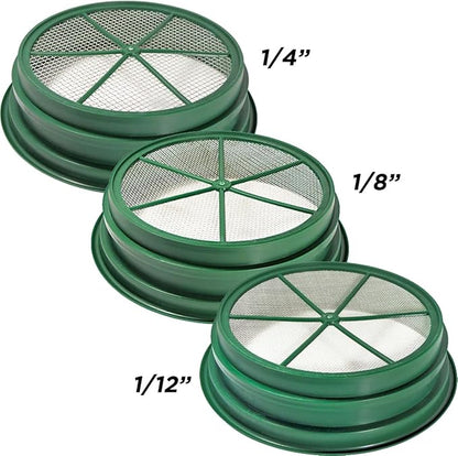 DRAGONXT 3-Piece 13¼" Stackable Gold Classifier Set – Heavy-Duty Sifting Screens for Prospecting – Fits 5-Gallon Buckets