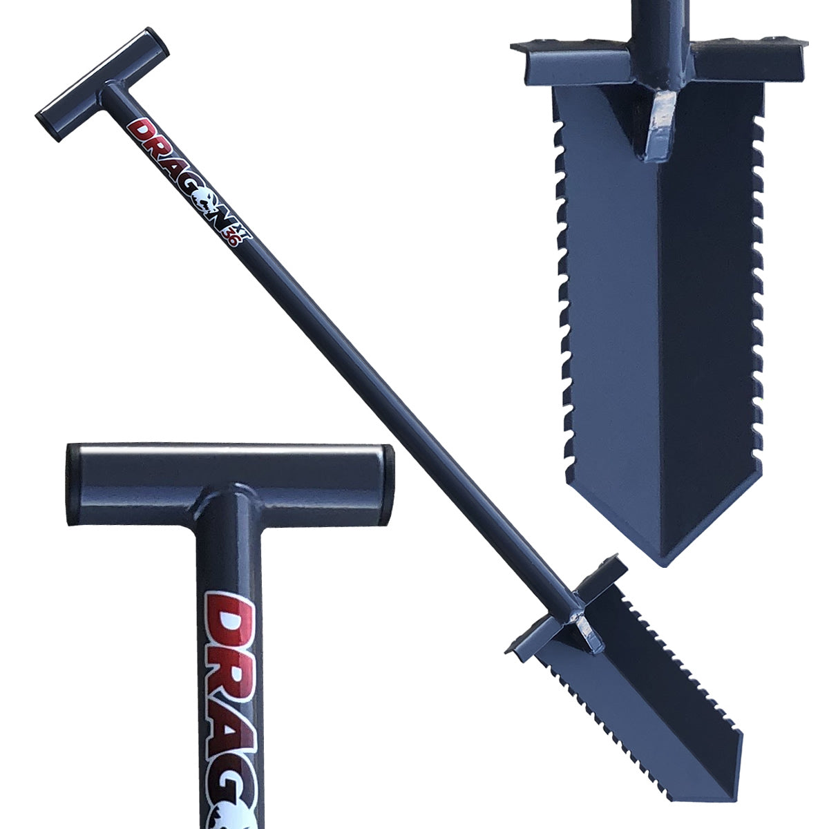 DragonXT Metal Detecting Shovel – 36" T-Handle with Serrated Edge for Tough Soil