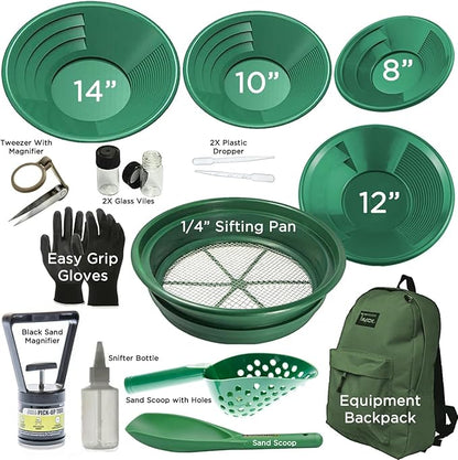Detector_Hero-16-Piece Professional Gold Panning Kit – Complete Gold Prospecting Equipment with Pans, Classifiers, Backpack & Accessories-B0CF7RYC88-1