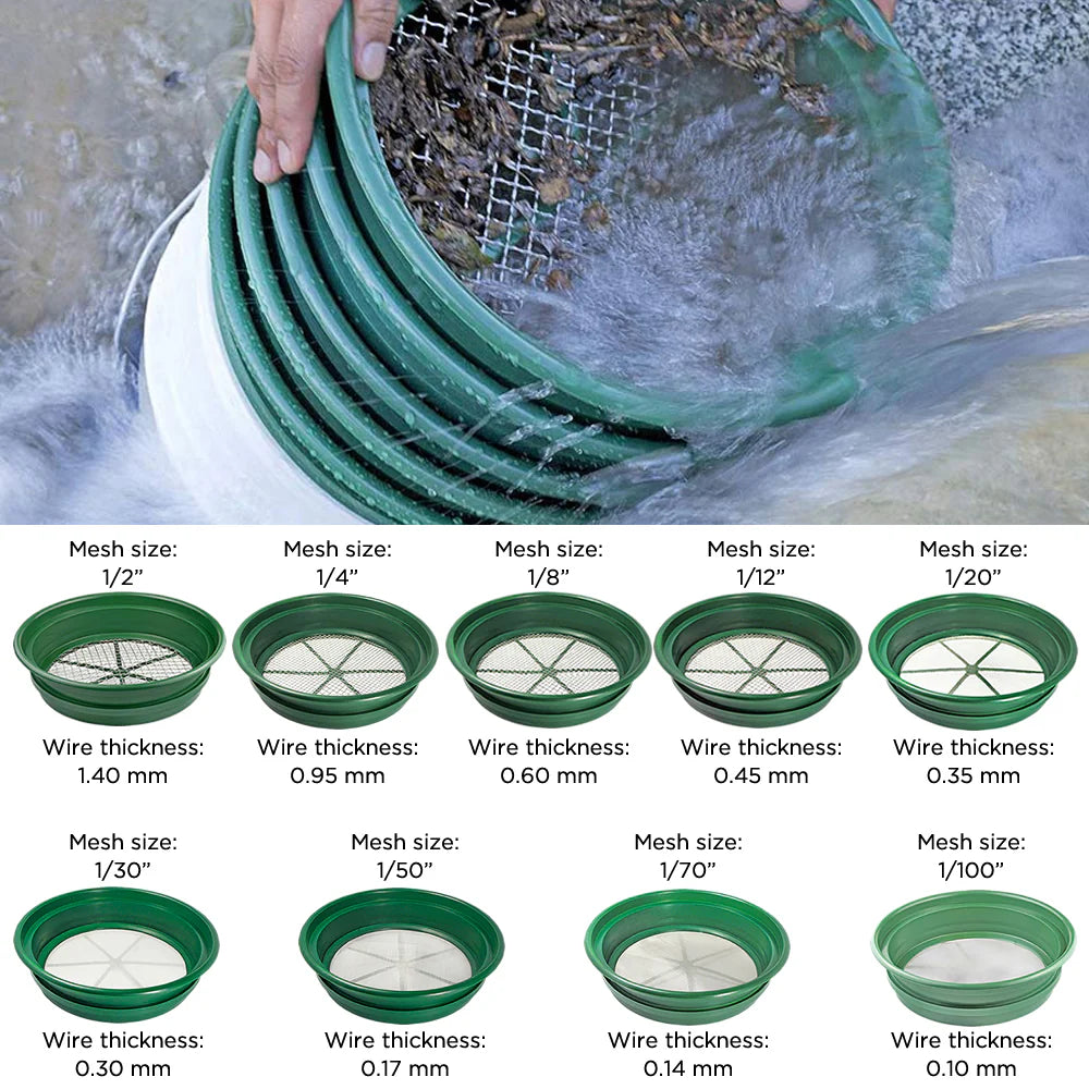 Detector_Hero-Gold Prospecting Classifier Set – 9 Stackable Sifting Pans-9pcsifterpans-1