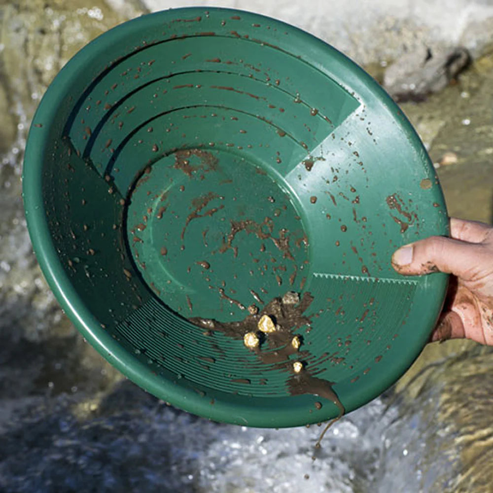 Detector_Hero-Green Dual Riffle Gold Pan – 12" Prospecting Pan for Gold Recovery-GP1013G12-1