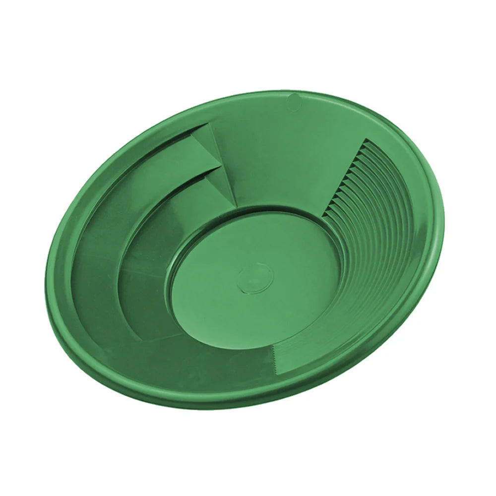 Detector_Hero-Green Dual Riffle Gold Pan – 12" Prospecting Pan for Gold Recovery-GP1013G12
