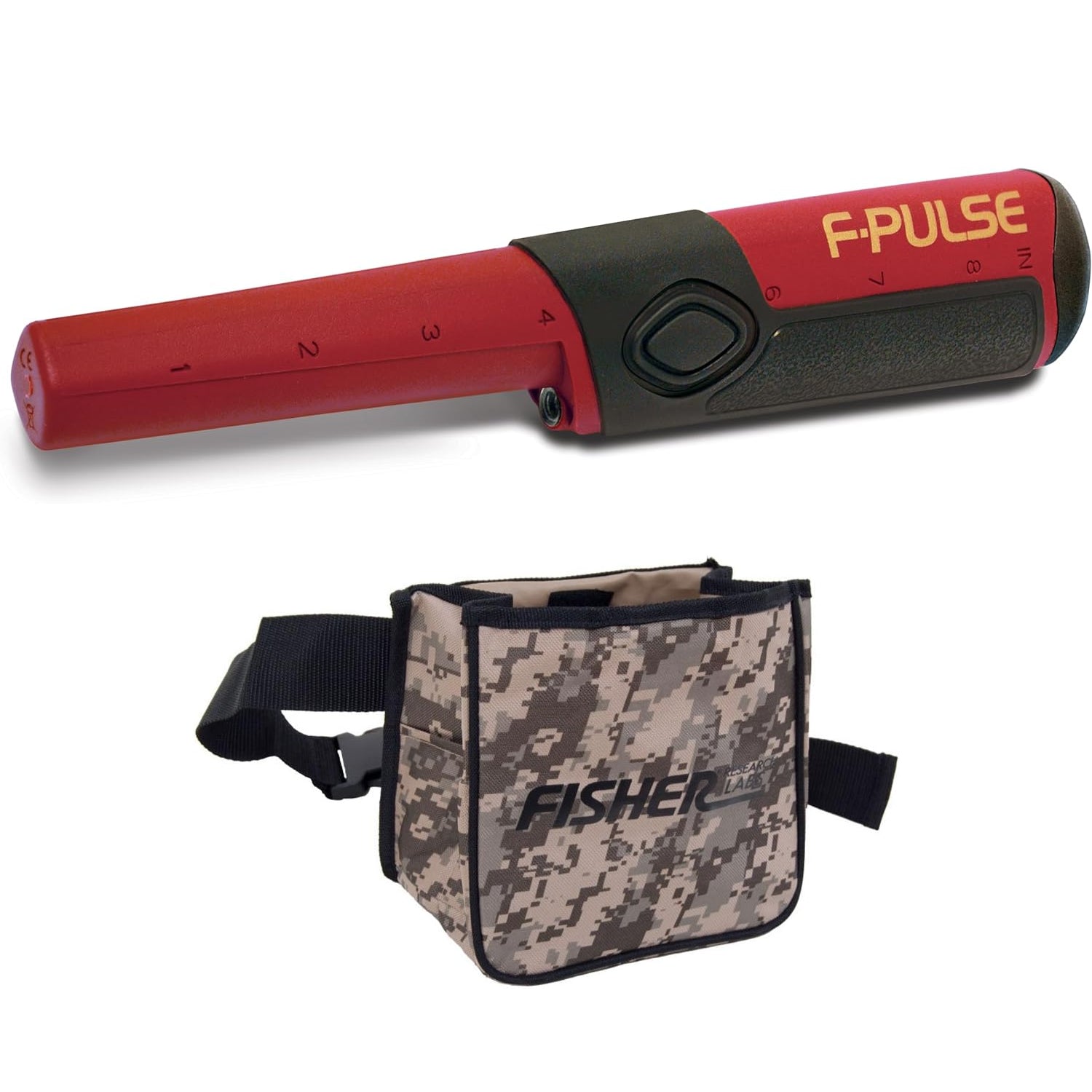 Fisher F-Pulse Waterproof Pinpointer with Pulse Induction & Camo Treasure Finds Pouch