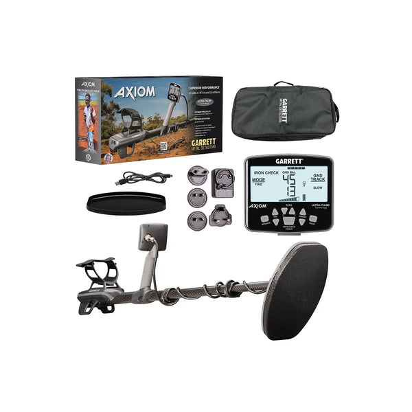 Garrett Axiom Lite Metal Detector – Gold Prospecting Pulse Induction with 11" Mono Coil – Standard Package