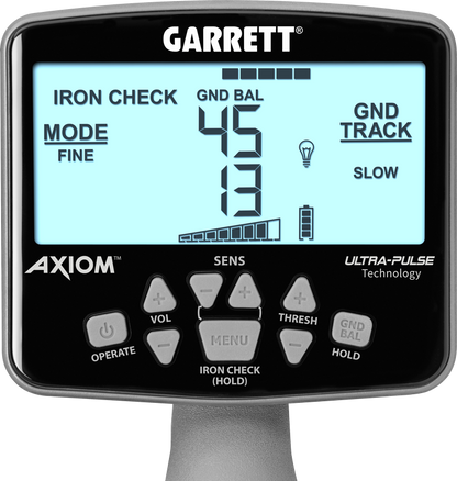 Garrett Axiom Pro Gold Pulse Induction Metal Detector with 11" Mono Coil, 13"x11" DD Coil, Wireless Headphones, Battery Booster & Travel Pack