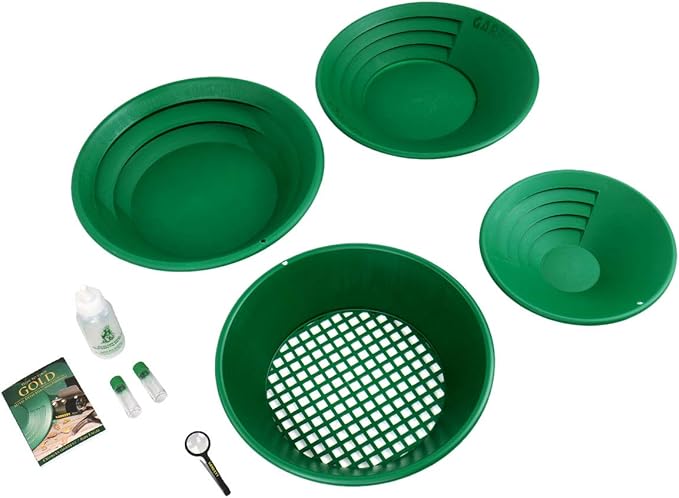Garrett Deluxe Gold Pan Kit with Magnifier – Complete Prospecting Tool Set
