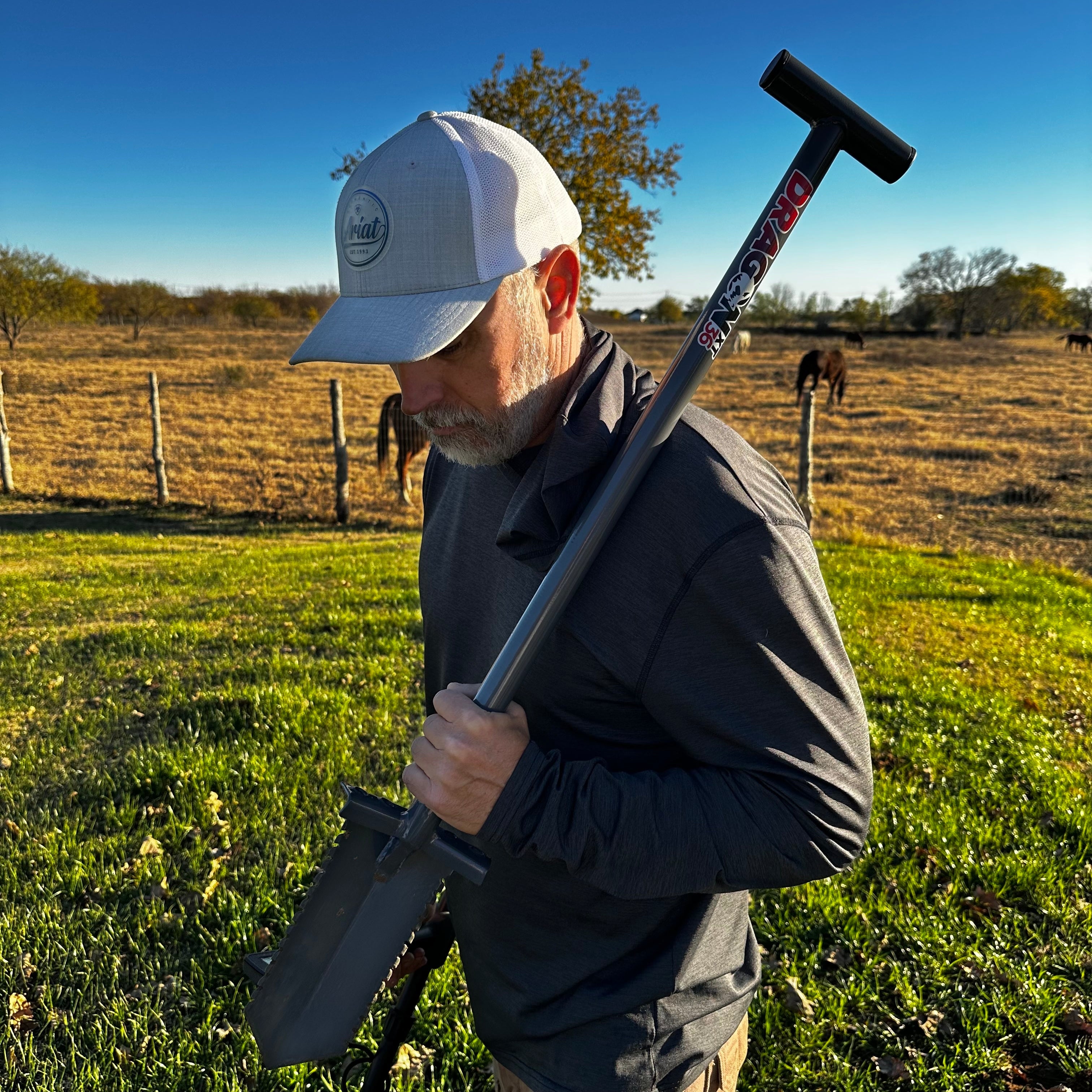 DragonXT Metal Detecting Shovel – 36" T-Handle with Serrated Edge for Tough Soil