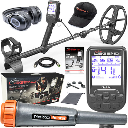 Nokta Legend "Next Generation" Multi-Frequency Waterproof Metal Detector with Wireless Headphones, 12"x9" LG30 Coil & Pinpointer