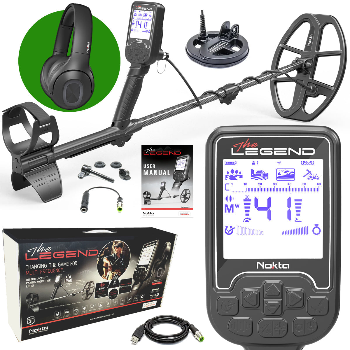 Nokta Legend 2 Coil PKG "Next Generation" Multi-Frequency Waterproof Metal Detector with Wireless Headphones