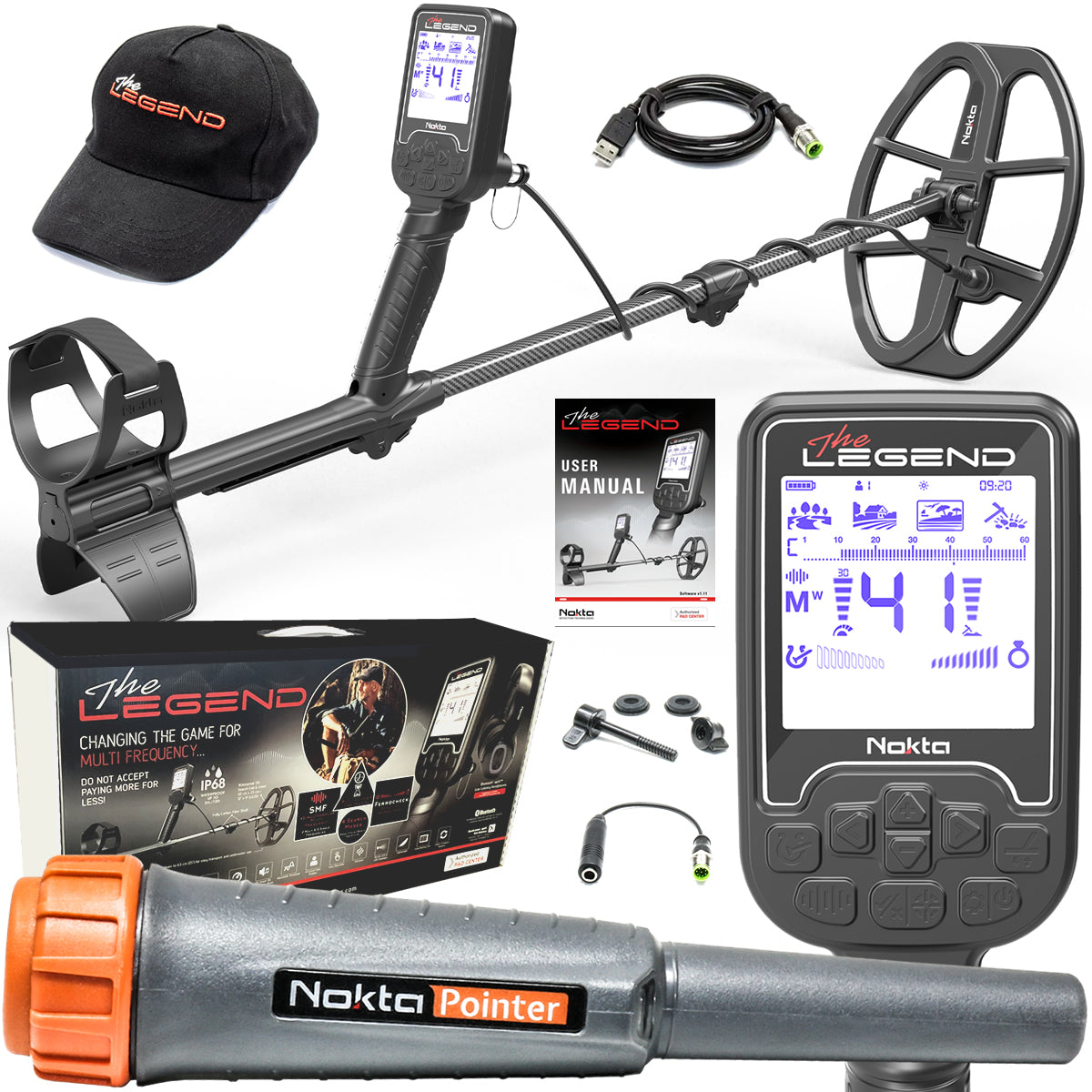 Nokta Legend "Next Generation" Multi-Frequency Waterproof Metal Detector with 12"x9" LG30 Coil & Pinpointer