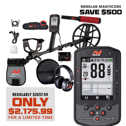 Minelab Manticore 3-Coil Detector Bundle – Includes Pro-Find 40, M8/M15 Coils, Carry Bag & Pouch