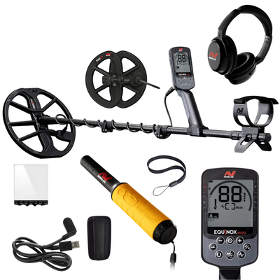 Minelab Equinox 900 Waterproof Multi-Frequency Metal Detector with 11" & 6" DD Coils and Pro-Find 35 Pinpointer