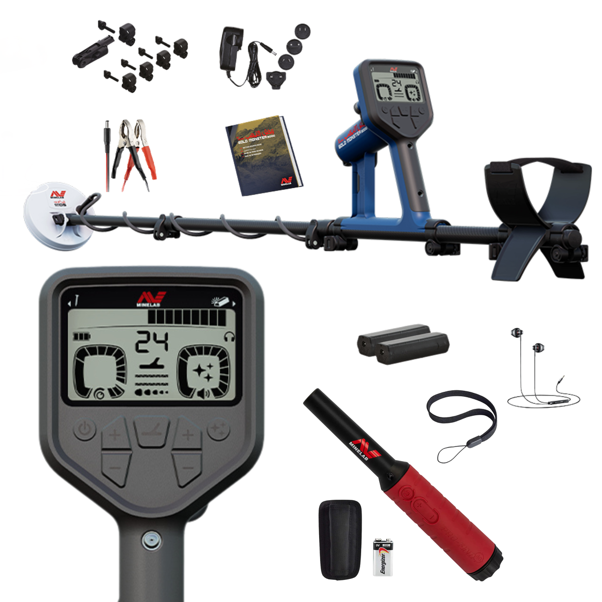 Minelab Gold Monster 2000 Premium Gold Nugget Detector With Pro-Find 40 Waterproof Pinpointer