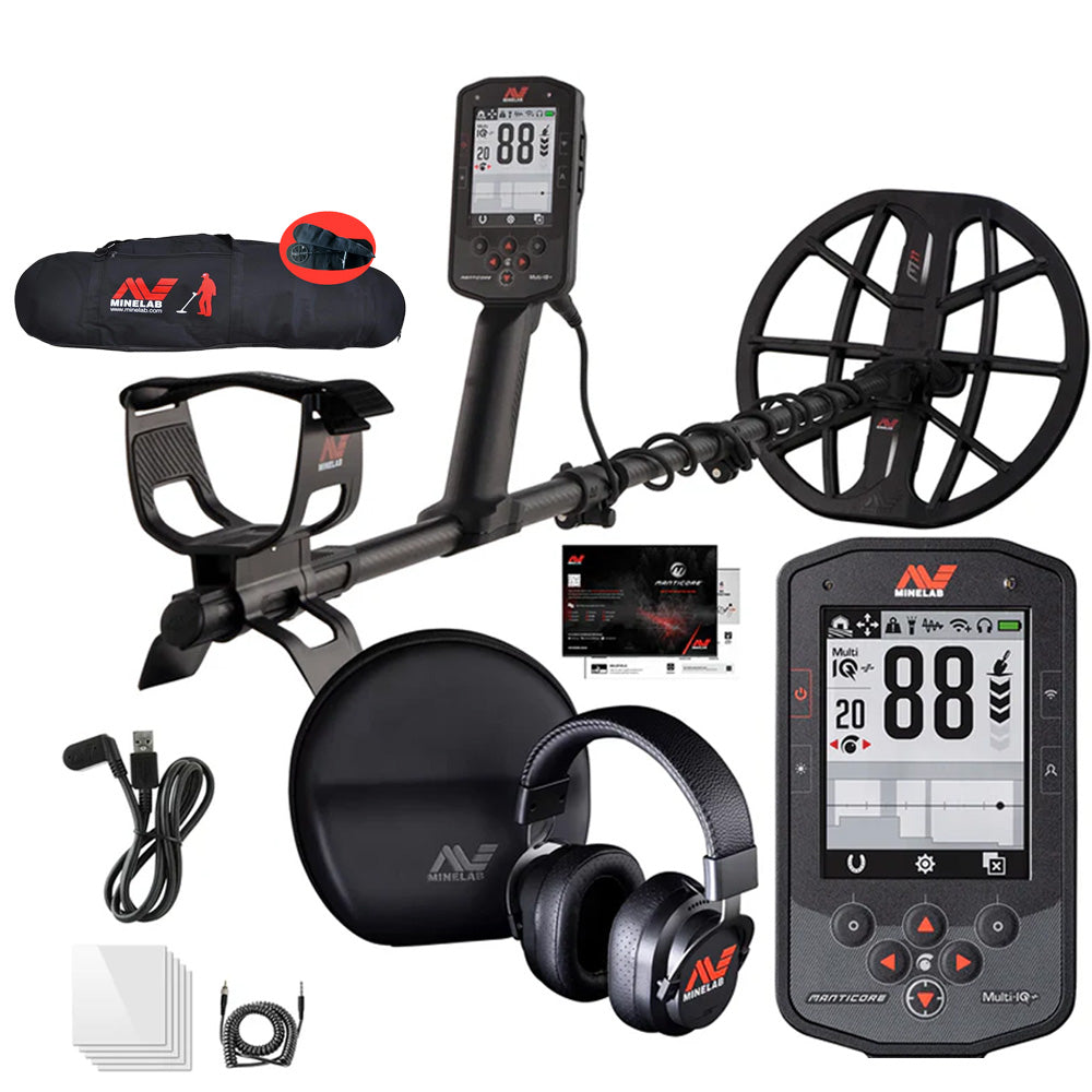 Minelab Manticore Waterproof Multi-Frequency Metal Detector with Padded Gear Bag