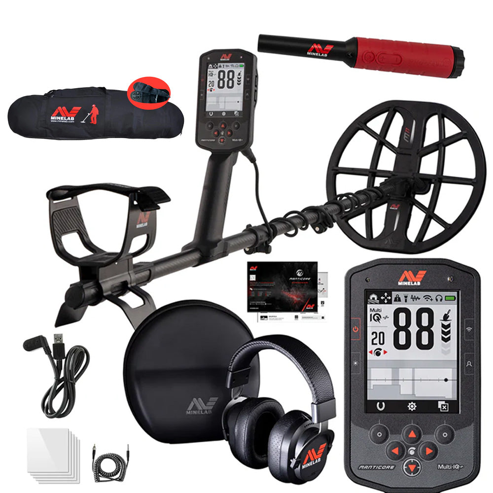 Minelab Manticore Waterproof Metal Detector + Pro-Find 40 Pinpointer & Protective Bag