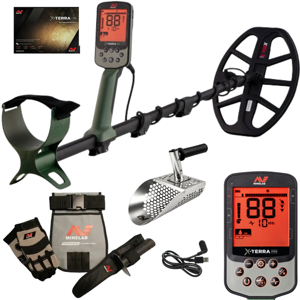 Minelab X-TERRA PRO Waterproof Metal Detector Beach Bundle with Adventure Pack & Sand Scoop