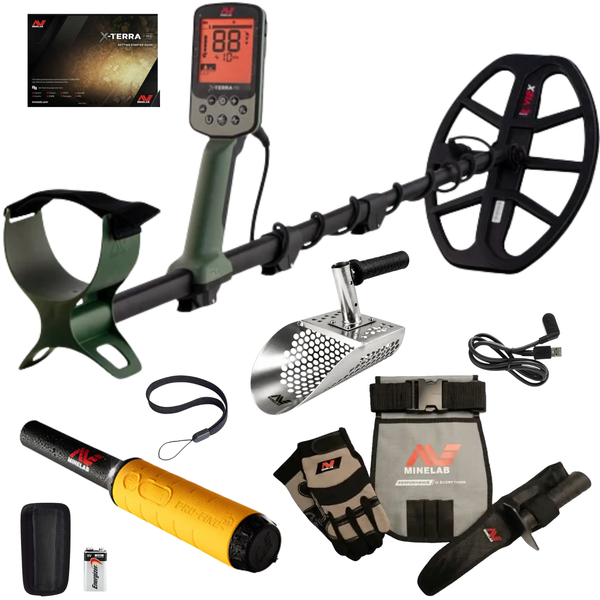 Minelab X-Terra Pro Waterproof Beach Detector Bundle with Pro-Find 35, Adventure Pack & Sand Scoop