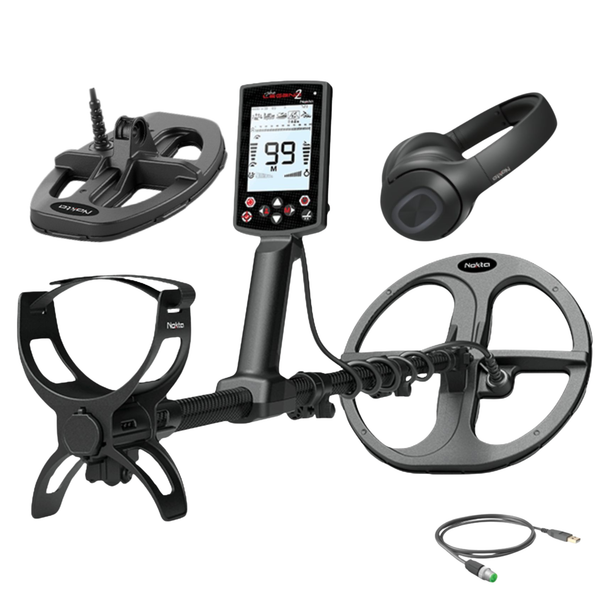 Nokta Legend 2 Waterproof Metal Detector Lightweight Multi-Frequency with LD28 & LD21 Coils and Wireless Bluetooth® Headphones