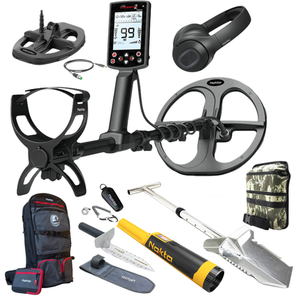 Full Bundle Nokta Legend 2 Waterproof Metal Detector with 2 Coils, Headphones, AccuPOINT, Premium Digger, Shovel, Finds Pouch & DetectoBag Backpack