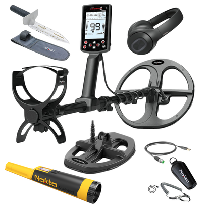 Nokta Legend 2 Waterproof Metal Detector with 2 Coils, Headphones, AccuPOINT, Premium Digger & Shovel