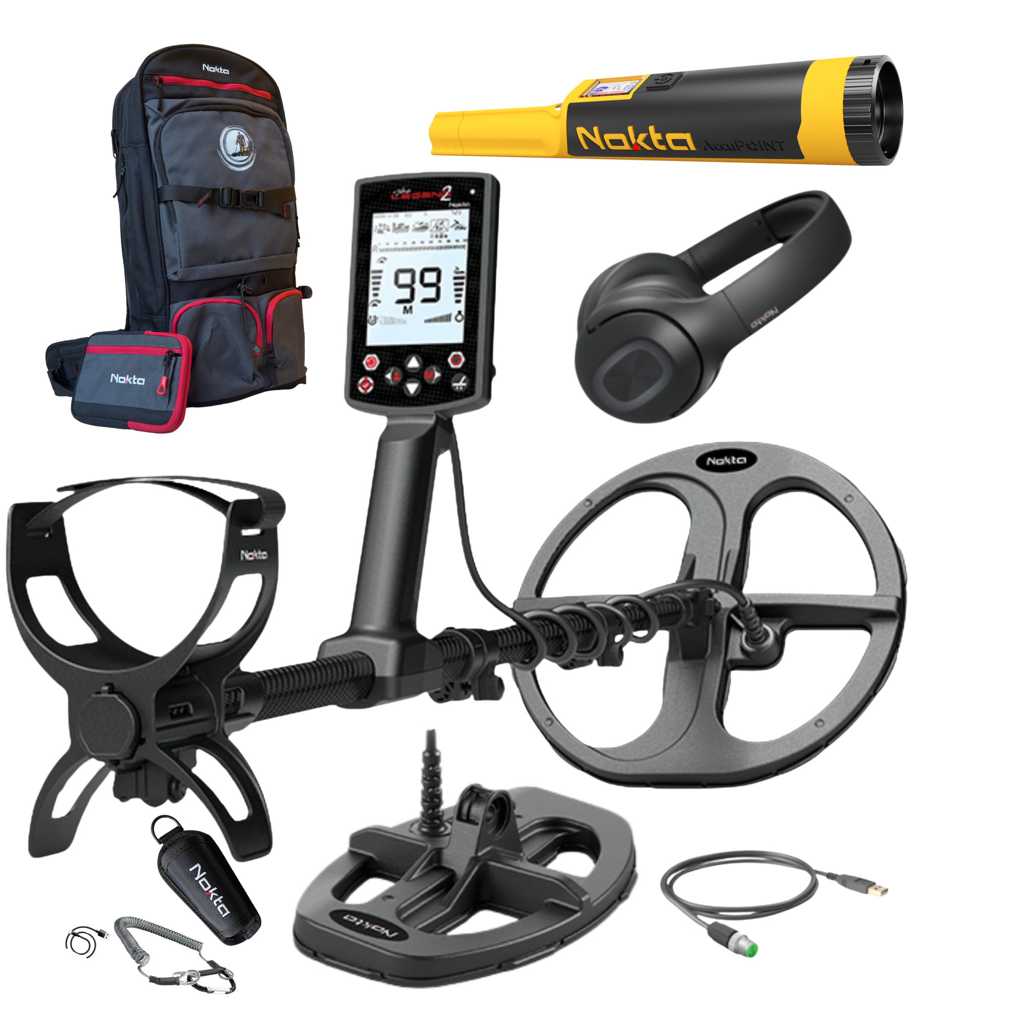 Nokta Legend 2 Advanced SMF Metal Detector With 2 Coils, Wireless Headphones, Accupoint Pinpointer & Detector Bag