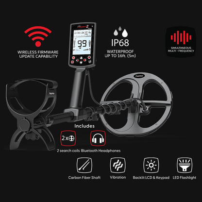 Nokta Legend 2 Waterproof Metal Detector with 2 Coils, Headphones, AccuPOINT, Premium Digger & Shovel