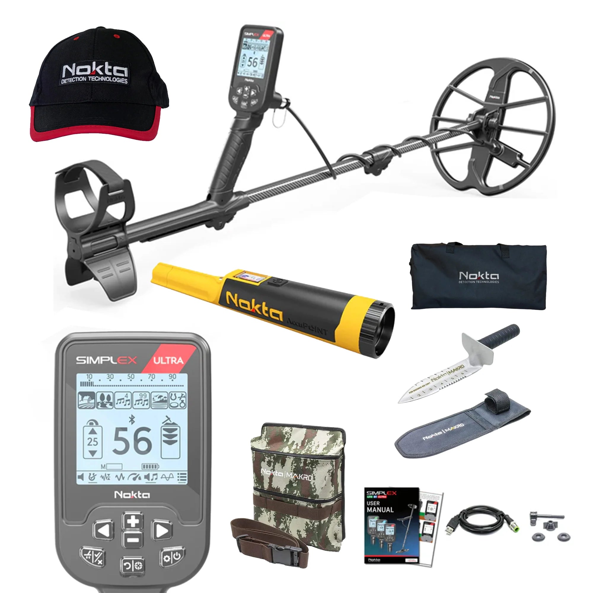 Nokta Simplex ULTRA Next Generation Waterproof Metal Detector with Pinpointer & Free Accessories