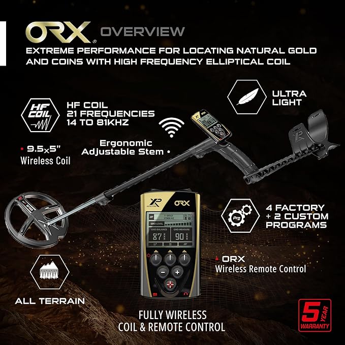 XP ORX Metal Detector with 9" Multi-Frequency Coil & Wired/Wireless Headphones