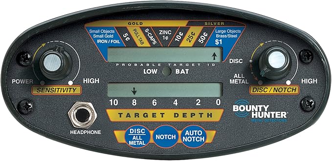 Bounty Hunter Quick Draw II Metal Detector - 3-Tone Audio, 9-Segment Target ID, Digital Coin Depth Indicator