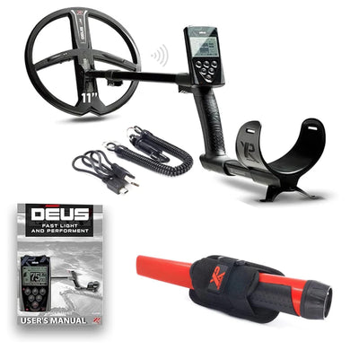 XP DEUS RC Metal Detector with 11" x 35" Simultaneous Multi-Frequency Coil & MI-6 Pinpointer