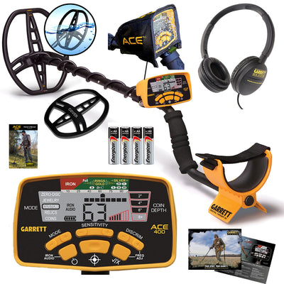 Garrett ACE 400 Complete Metal Detector Package – With Audio Headphones & Field Accessories