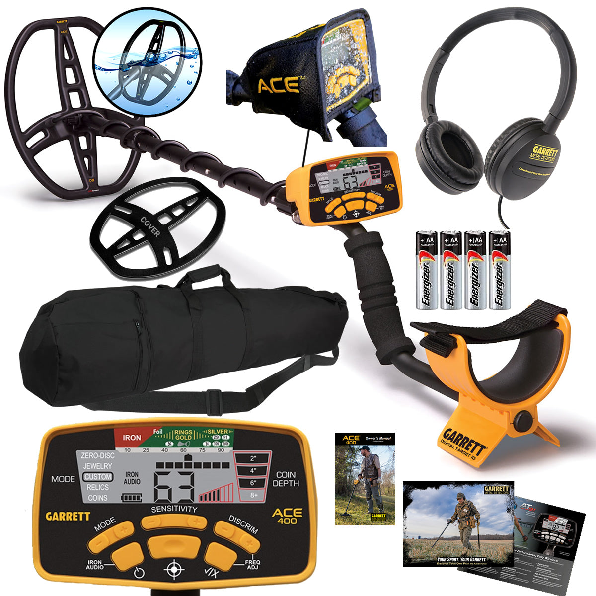 Garrett ACE 400 Metal Detector Bundle with Travel Carry Bag, Headphones & Accessories
