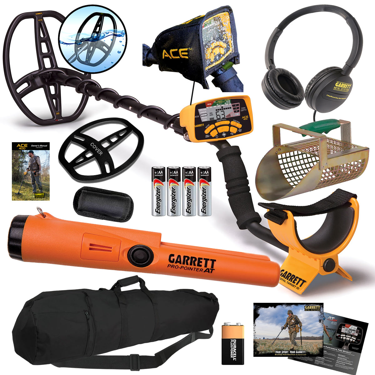 Garrett ACE 400 Metal Detector with Pro-Pointer AT, Premium Accessories & Carry Bag