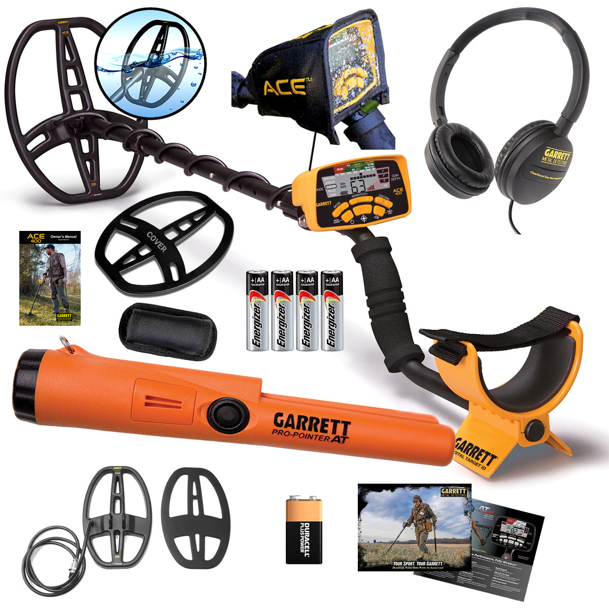Garrett ACE 400 Metal Detector with 2 Coils, Pro-Pointer AT Waterproof Pinpointer