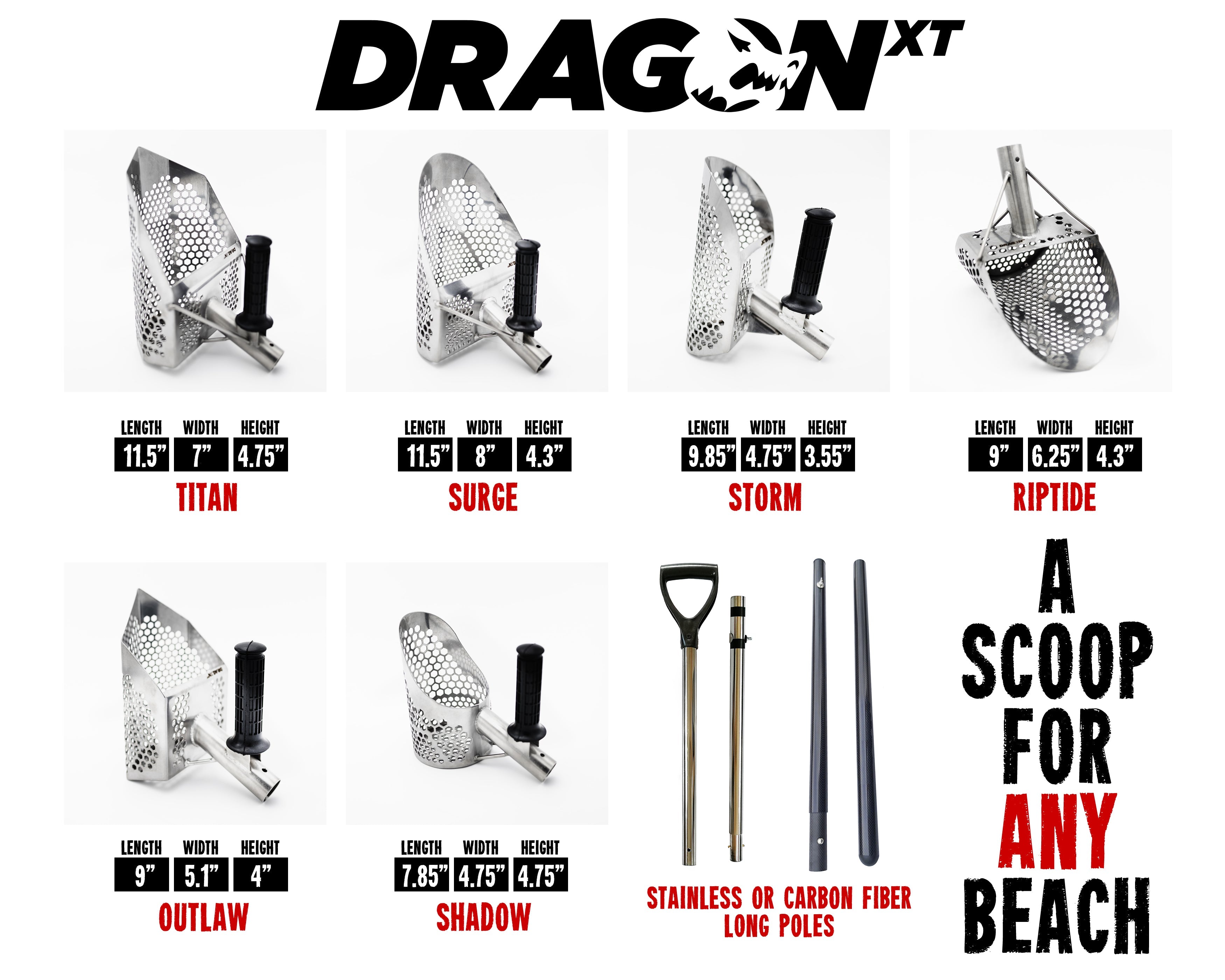DragonXT Titan Premium Sand Scoop – Stainless Steel with Front Handle
