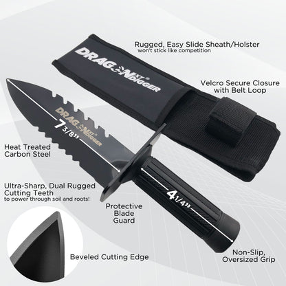 DragonXT Serrated Edge Digger with Belt Sheath – Heavy-Duty Tool for Metal Detecting