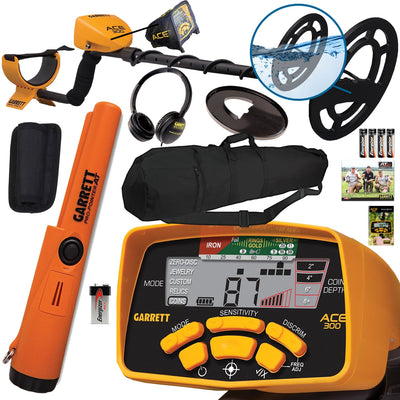 Garrett ACE 300 Metal Detector Bundle with Pro-Pointer AT Waterproof Pinpointer & Travel Carry Bag