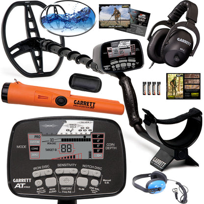 Garrett AT PRO Metal Detector + Pro-Pointer AT Underwater Pinpointer with Waterproof Headphones – All-Terrain, Waterproof Detection Bundle