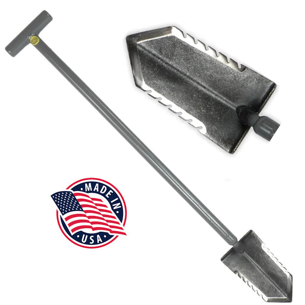 Lesche T-Handle Shovel 36"  Rugged Digging Tool with Dual Serrated Edges for Metal Detecting