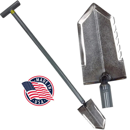 Lesche Metal Detecting Shovel – 36" T-Handle with Serrated Blade for Tough Soil