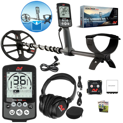 Minelab Equinox 800 Metal Detector – Waterproof, Multi-Frequency with Gold Mode & 11" DD Coil