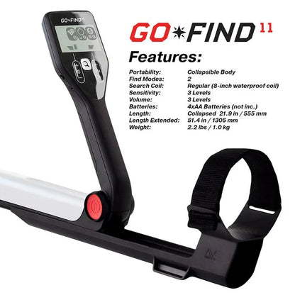 GO-FIND 11 by Minelab – Beginner Metal Detector with Waterproof 8-Inch Coil