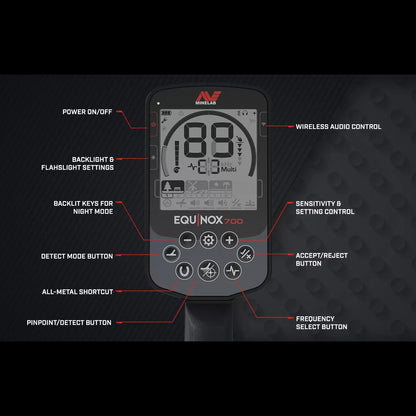 Minelab Equinox 700 Waterproof Multi-Frequency Metal Detector with 11" DD Coil – Versatile and High-Performance