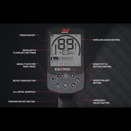 Minelab Equinox 700 Metal Detector with 11" DD Coil & Waterproof Pro-Find 35 Pinpointer