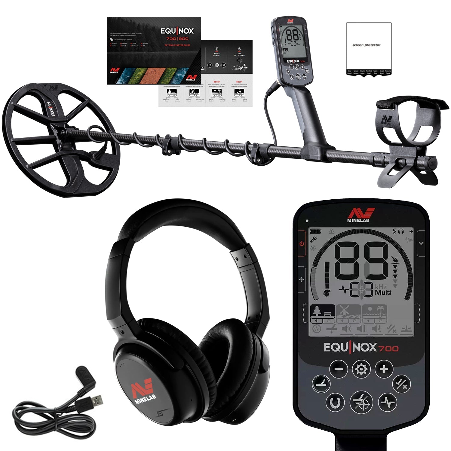 Minelab Equinox 700 Waterproof Multi-Frequency Metal Detector with 11" DD Coil – Versatile and High-Performance
